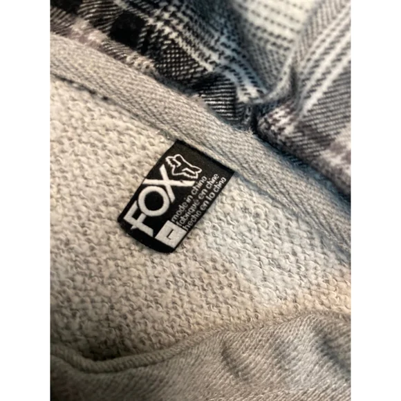 FOX Racing Pullover Hoodie Sweatshirt Women M / L Plaid Lined Y2K Foxhead Moto - Picture 5 of 9